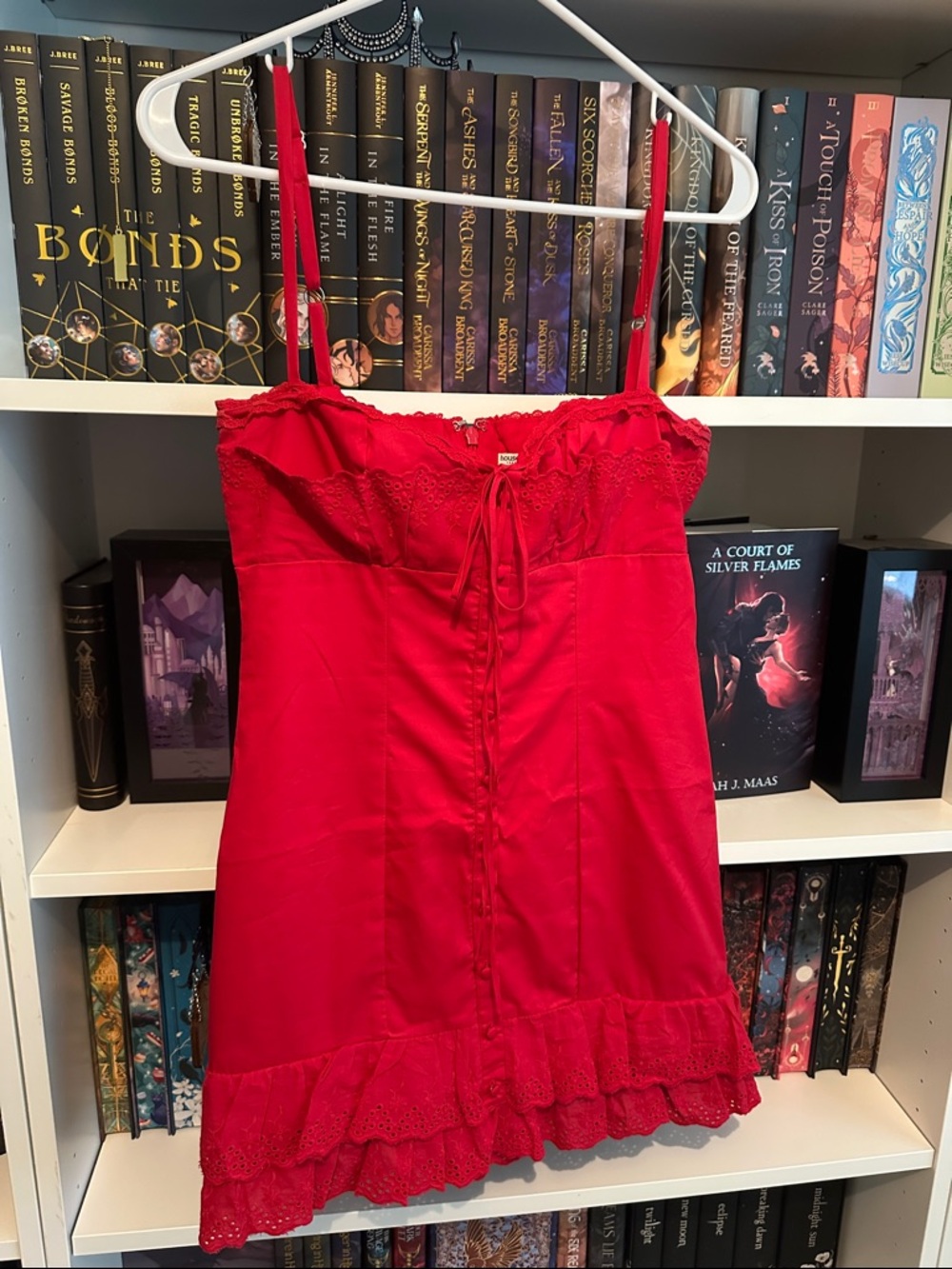 House of CB Red Mini Dress with Lace Trim